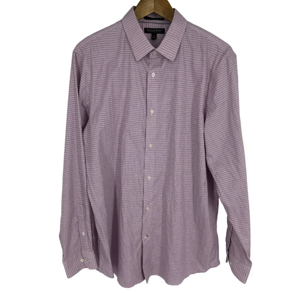 Banana Republic Mens Non-Iron Cotton Standard Fit Button-Down Shirt  Size L